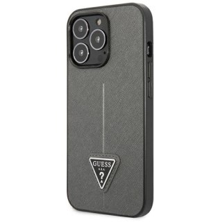 Etui Guess Saffiano Triangle Logo na iPhone 13 Pro / 13 6,1" - srebrne