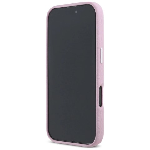 Etui Karl Lagerfeld Saffiano Full Wrapped Elongated Metal Logo MagSafe na iPhone 16 Pro Max - różowe