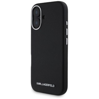 Etui Karl Lagerfeld Saffiano Full Wrapped Elongated Metal Logo MagSafe na iPhone 16 - czarne