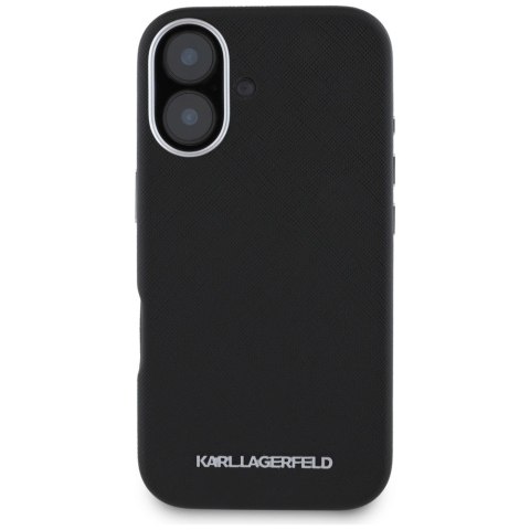 Etui Karl Lagerfeld Saffiano Full Wrapped Elongated Metal Logo MagSafe na iPhone 16 - czarne