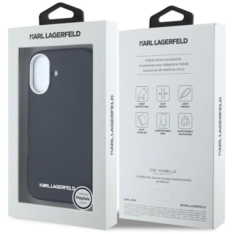 Etui Karl Lagerfeld Saffiano Full Wrapped Elongated Metal Logo MagSafe na iPhone 16 - czarne