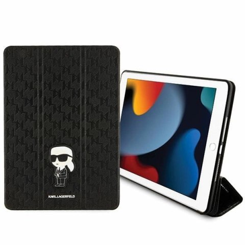 Etui Karl Lagerfeld Saffiano Monogram Ikonik na iPad 10.2" 2019 (7 gen.) Folio Magnet Allover Cover - czarne