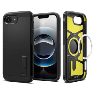 Etui Spigen Tough Armor z MagSafe na iPhone 16e z podstawką - czarne
