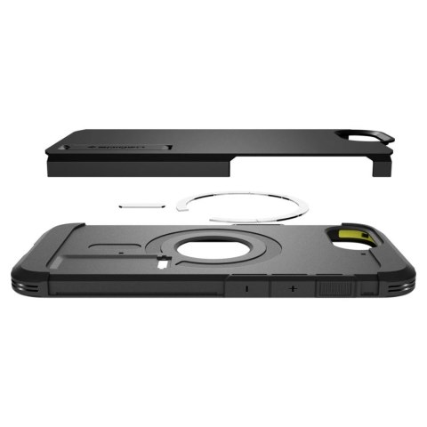 Etui Spigen Tough Armor z MagSafe na iPhone 16e z podstawką - czarne Etui Spigen Tough Armor z MagSafe na iPhone 16e z podstawką - czarne