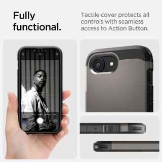 Etui Spigen Tough Armor z MagSafe na iPhone 16e z podstawką - szare