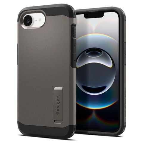 Etui Spigen Tough Armor z MagSafe na iPhone 16e z podstawką - szare