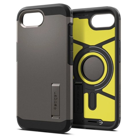 Etui Spigen Tough Armor z MagSafe na iPhone 16e z podstawką - szare