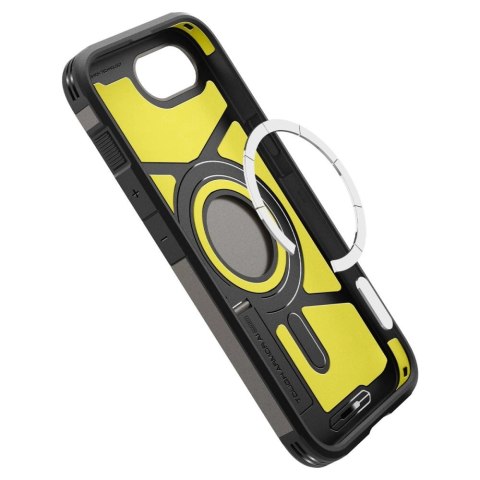 Etui Spigen Tough Armor z MagSafe na iPhone 16e z podstawką - szare