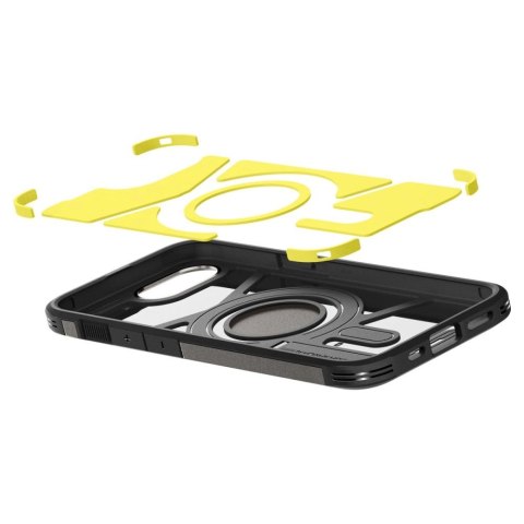 Etui Spigen Tough Armor z MagSafe na iPhone 16e z podstawką - szare