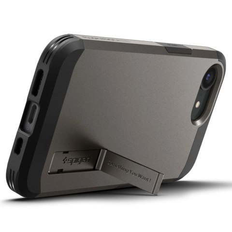 Etui Spigen Tough Armor z MagSafe na iPhone 16e z podstawką - szare