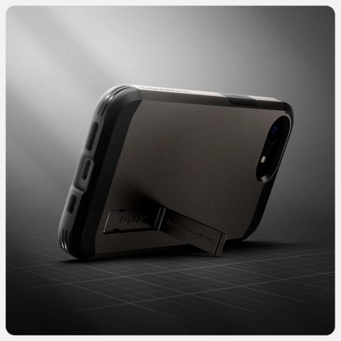 Etui Spigen Tough Armor z MagSafe na iPhone 16e z podstawką - szare