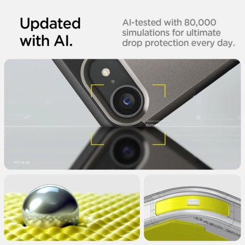 Etui Spigen Tough Armor z MagSafe na iPhone 16e z podstawką - szare