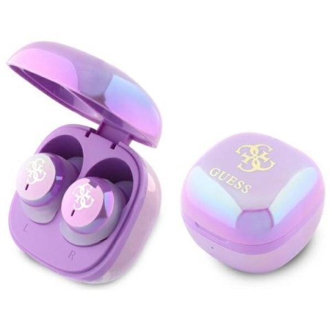 Słuchawki Guess 4G Printed Logo Bluetooth TWS + stacja dokująca - fioletowe Słuchawki Guess 4G Printed Logo Bluetooth TWS + stacja dokująca - fioletowe