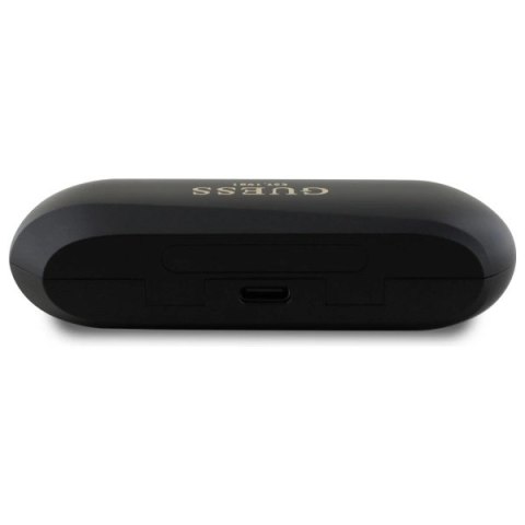 Słuchawki Guess Elongated Metalic Printed Logo Bluetooth TWS + stacja dokująca - czarne