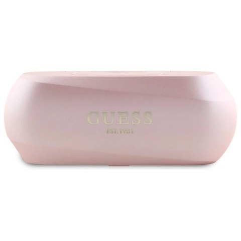 Słuchawki Guess Elongated Metalic Printed Logo Bluetooth TWS + stacja dokująca - różowe