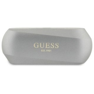 Słuchawki Guess Elongated Metalic Printed Logo Bluetooth TWS + stacja dokująca - szare
