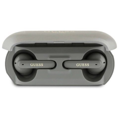 Słuchawki Guess Elongated Metalic Printed Logo Bluetooth TWS + stacja dokująca - szare Słuchawki Guess Elongated Metalic Printed Logo Bluetooth TWS + stacja dokująca - szare