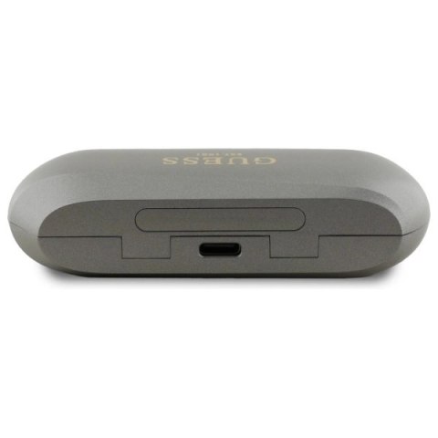 Słuchawki Guess Elongated Metalic Printed Logo Bluetooth TWS + stacja dokująca - szare Słuchawki Guess Elongated Metalic Printed Logo Bluetooth TWS + stacja dokująca - szare