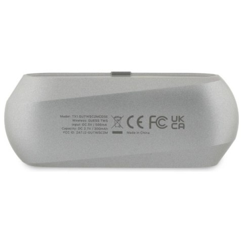 Słuchawki Guess Elongated Metalic Printed Logo Bluetooth TWS + stacja dokująca - szare Słuchawki Guess Elongated Metalic Printed Logo Bluetooth TWS + stacja dokująca - szare