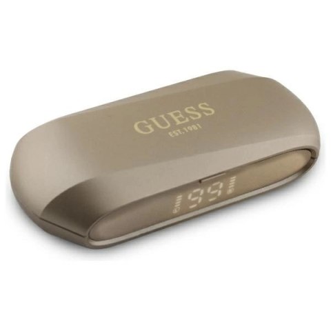 Słuchawki Guess Elongated Metalic Printed Logo Bluetooth TWS + stacja dokująca - złote Słuchawki Guess Elongated Metalic Printed Logo Bluetooth TWS + stacja dokująca - złote