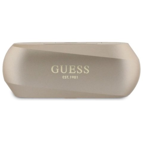 Słuchawki Guess Elongated Metalic Printed Logo Bluetooth TWS + stacja dokująca - złote Słuchawki Guess Elongated Metalic Printed Logo Bluetooth TWS + stacja dokująca - złote