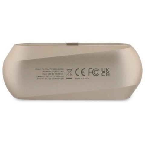 Słuchawki Guess Elongated Metalic Printed Logo Bluetooth TWS + stacja dokująca - złote Słuchawki Guess Elongated Metalic Printed Logo Bluetooth TWS + stacja dokująca - złote