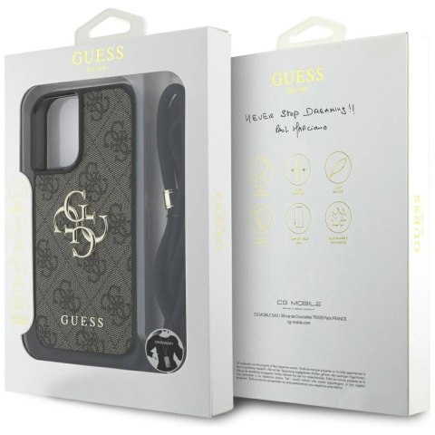 Etui Guess 4G Big Logo Cord Stap Crossbody do iPhone 16 Plus brązowy