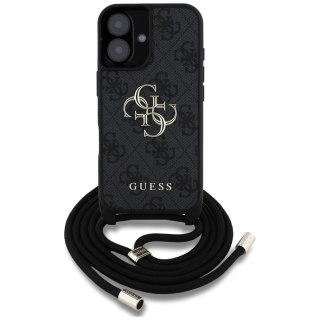 Etui Guess 4G Big Logo Cord Stap Crossbody do iPhone 16 Plus czarny