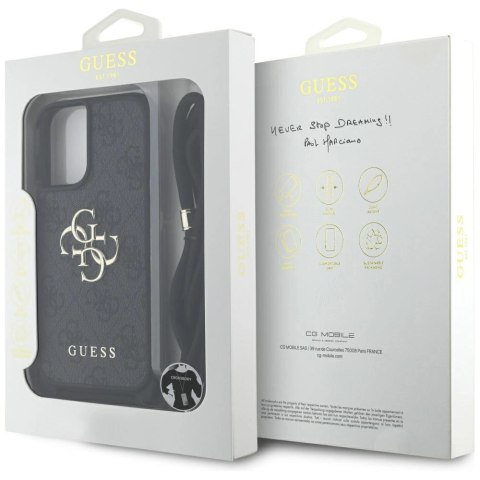 Etui Guess 4G Big Logo Cord Stap Crossbody do iPhone 16 Plus czarny