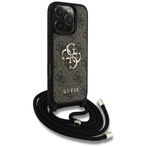 Etui Guess 4G Big Logo Cord Stap Crossbody do iPhone 16 Pro Max brązowy