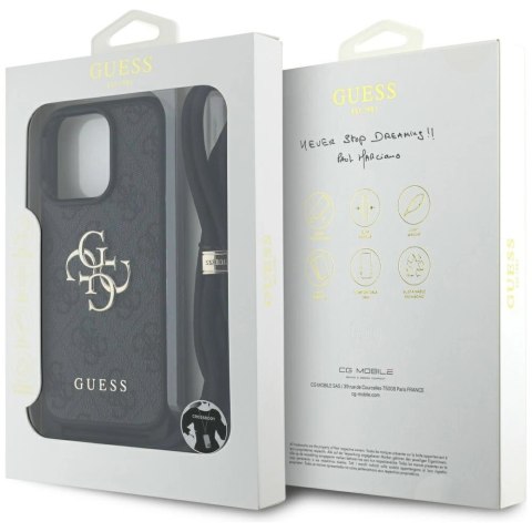 Etui Guess 4G Big Logo Cord Stap Crossbody do iPhone 16 Pro Max czarny