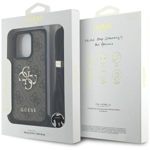 Etui Guess 4G Big Logo Cord Stap Crossbody do iPhone 16 Pro brązowy