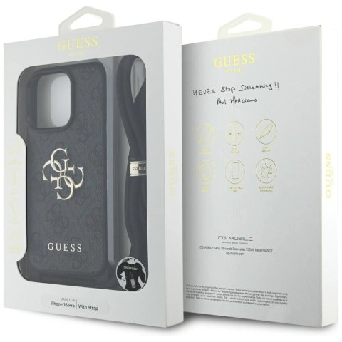 Etui Guess 4G Big Logo Cord Stap Crossbody do iPhone 16 Pro czarny
