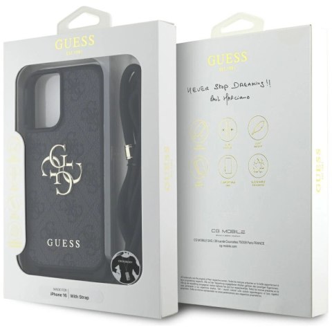 Etui Guess 4G Big Logo Cord Stap Crossbody do iPhone 16 czarny