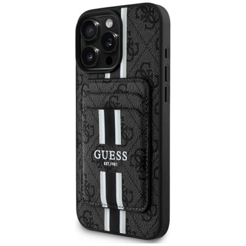 Etui Guess 4G Stripes z portfelem Magsafe do iPhone 16 Pro Max czarny Etui Guess 4G Stripes z portfelem Magsafe do iPhone 16 Pro Max czarny