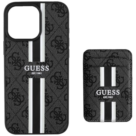 Etui Guess 4G Stripes z portfelem Magsafe do iPhone 16 Pro Max czarny Etui Guess 4G Stripes z portfelem Magsafe do iPhone 16 Pro Max czarny