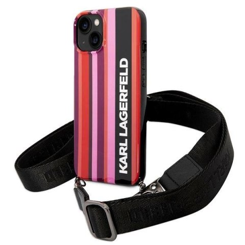 Etui Karl Lagerfeld Color Stripes Strap na iPhone 14 Plus / 15 Plus 6,7" - różowe Etui Karl Lagerfeld Color Stripes Strap na iPhone 14 Plus / 15 Plus 6,7" - różowe