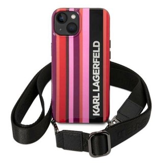 Etui Karl Lagerfeld Color Stripes Strap na iPhone 14 Plus / 15 Plus 6,7" - różowe