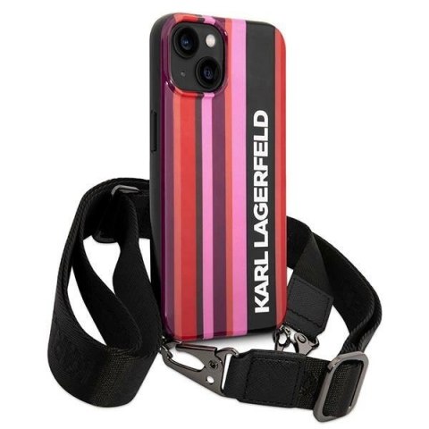 Etui Karl Lagerfeld Color Stripes Strap na iPhone 14 Plus / 15 Plus 6,7" - różowe Etui Karl Lagerfeld Color Stripes Strap na iPhone 14 Plus / 15 Plus 6,7" - różowe