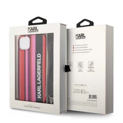 Etui Karl Lagerfeld Color Stripes Strap na iPhone 14 Plus / 15 Plus 6,7" - różowe Etui Karl Lagerfeld Color Stripes Strap na iPhone 14 Plus / 15 Plus 6,7" - różowe