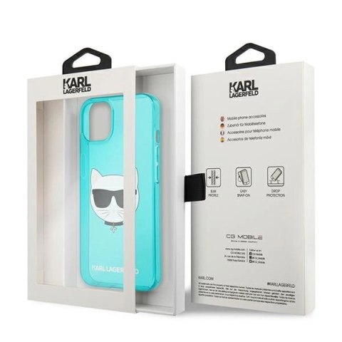 Etui Karl Lagerfeld Glitter Choupette Fluo na iPhone 13 mini 5,4" - niebieske Etui Karl Lagerfeld Glitter Choupette Fluo na iPhone 13 mini 5,4" - niebieske