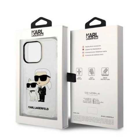 Etui Karl Lagerfeld Glitter Karl&Choupette na iPhone 14 Pro Max 6,7" - przezroczyste