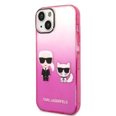 Etui Karl Lagerfeld Gradient Ikonik Karl & Choupette na iPhone 14 / 15 / 13 6,1" - różowe
