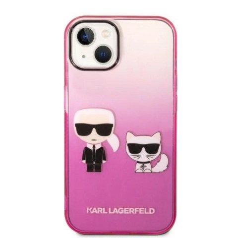 Etui Karl Lagerfeld Gradient Ikonik Karl & Choupette na iPhone 14 / 15 / 13 6,1" - różowe