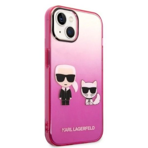 Etui Karl Lagerfeld Gradient Ikonik Karl & Choupette na iPhone 14 / 15 / 13 6,1" - różowe