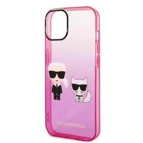 Etui Karl Lagerfeld Gradient Ikonik Karl & Choupette na iPhone 14 / 15 / 13 6,1" - różowe