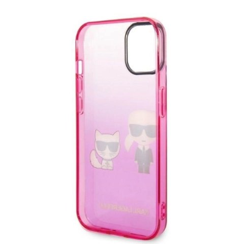 Etui Karl Lagerfeld Gradient Ikonik Karl & Choupette na iPhone 14 / 15 / 13 6,1" - różowe