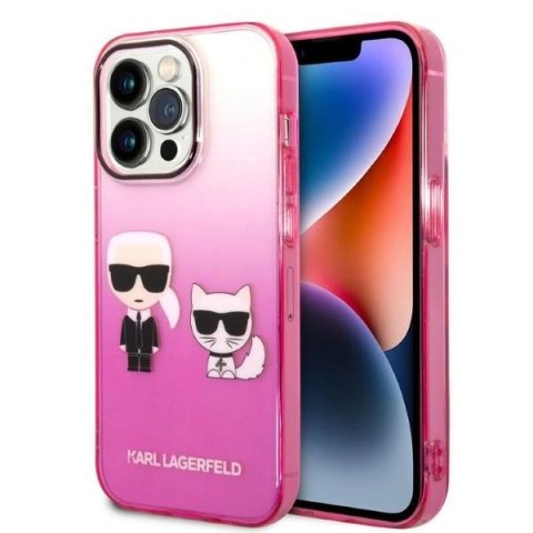 Etui Karl Lagerfeld Gradient Ikonik Karl & Choupette na iPhone 14 Pro 6,1" - różowe Etui Karl Lagerfeld Gradient Ikonik Karl & Choupette na iPhone 14 Pro 6,1" - różowe
