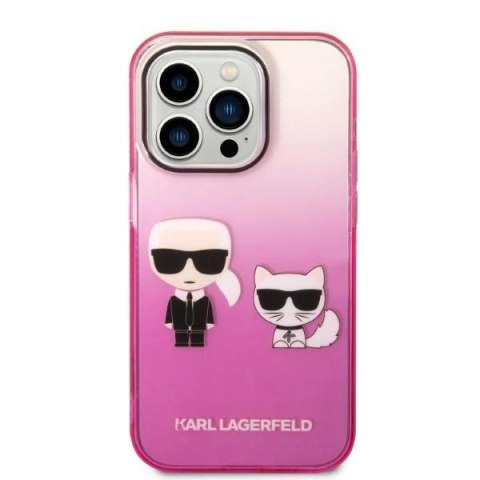 Etui Karl Lagerfeld Gradient Ikonik Karl & Choupette na iPhone 14 Pro 6,1" - różowe Etui Karl Lagerfeld Gradient Ikonik Karl & Choupette na iPhone 14 Pro 6,1" - różowe