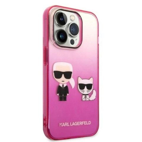 Etui Karl Lagerfeld Gradient Ikonik Karl & Choupette na iPhone 14 Pro 6,1" - różowe Etui Karl Lagerfeld Gradient Ikonik Karl & Choupette na iPhone 14 Pro 6,1" - różowe